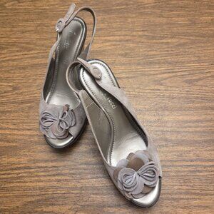 DANIELE TUCCI Women's Brushed Suede Leather Upper Open Toe Slingback Heels 7.5M